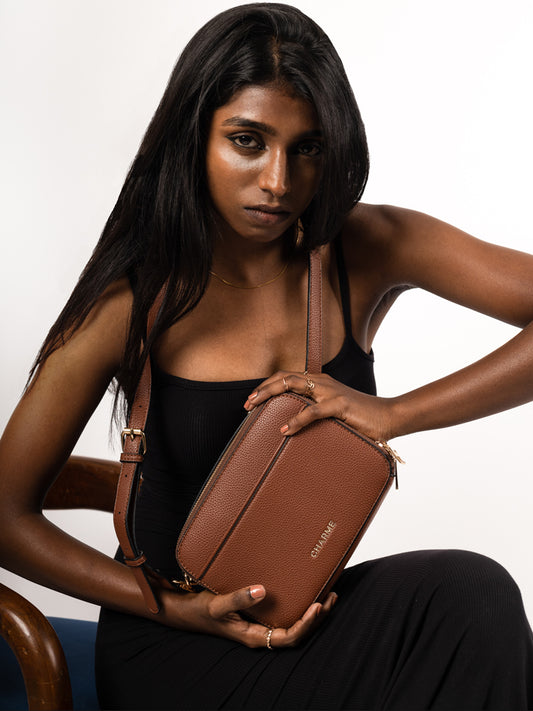 Boxed & Bold Brown Sling Bag