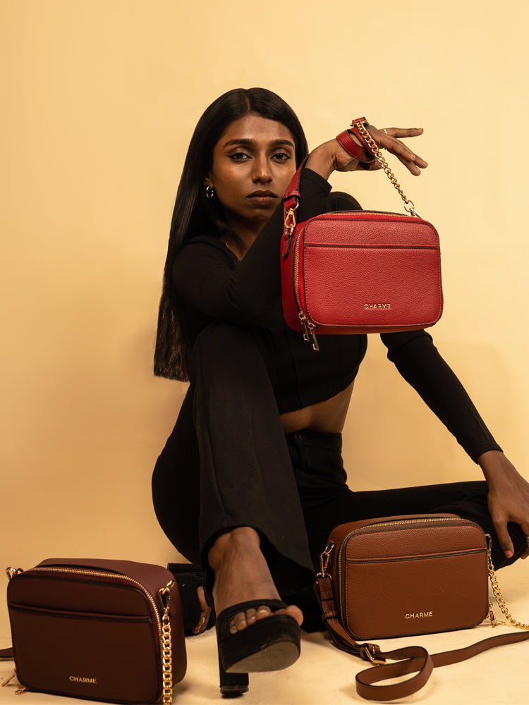Boxed & Bold Cherry Red Sling Bag