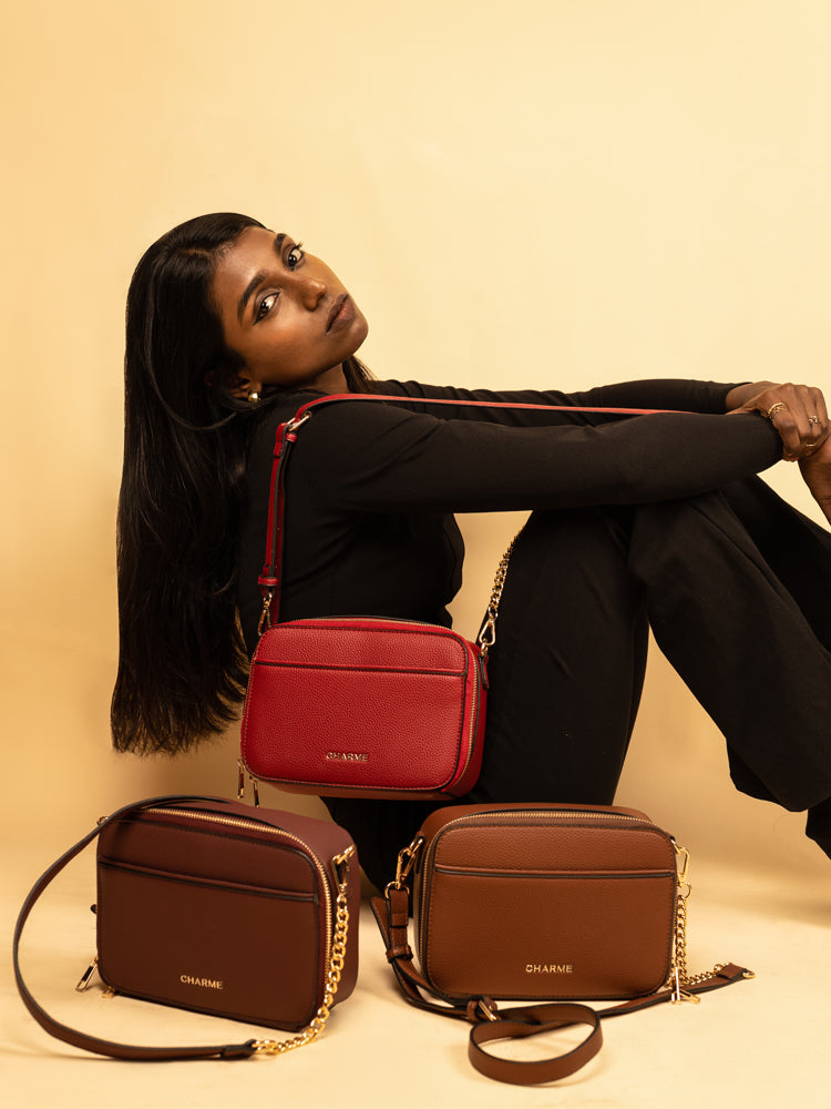 Boxed & Bold Cherry Red Sling Bag