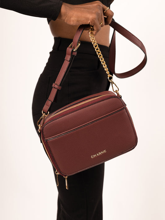 Boxed & Bold Wine Sling Bag