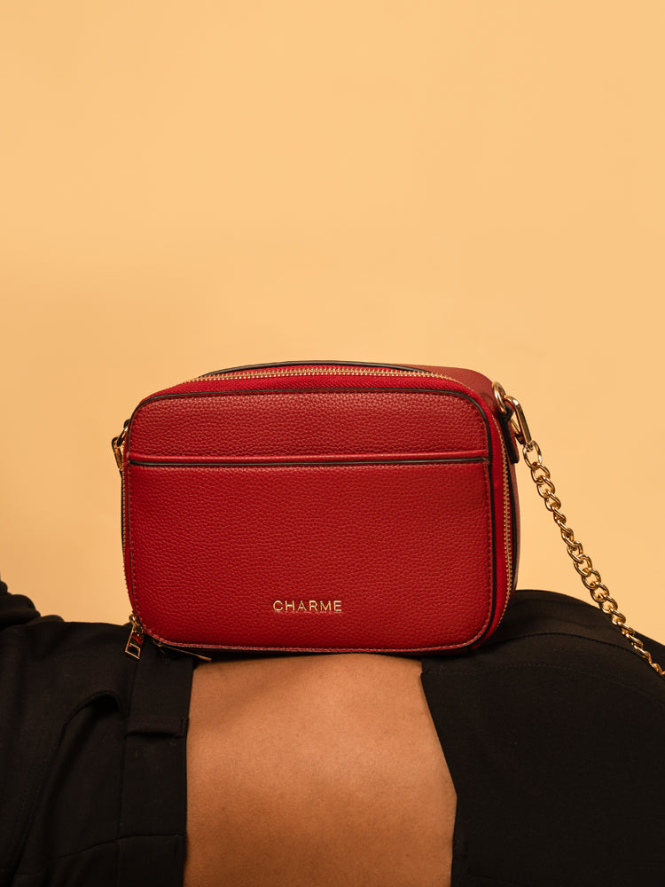 Boxed & Bold Cherry Red Sling Bag