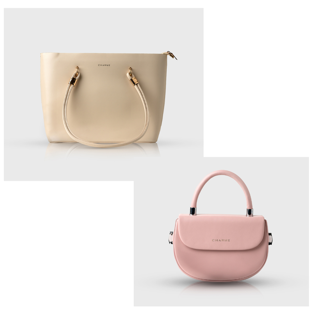 The Legend Tote Bag (White) + Crossbody Mini Bag (Pink)