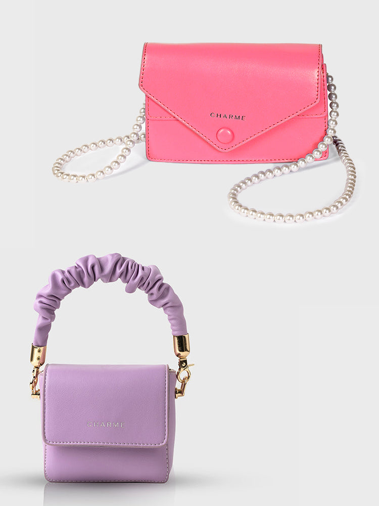 Tinsy whimsy Sling Bag (Pink) + Cuto Buzzo Mini Bag (Lilac)