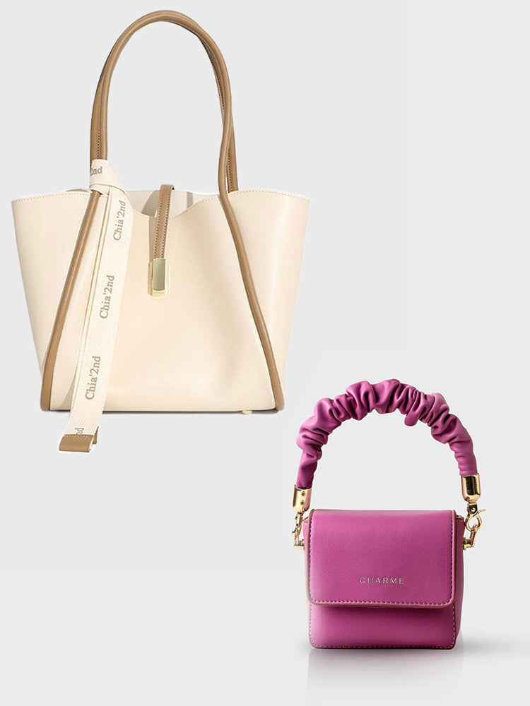 Semi Sphere Tote Bag (White) + Cuto Buzzo Mini Bag (Hot Pink)