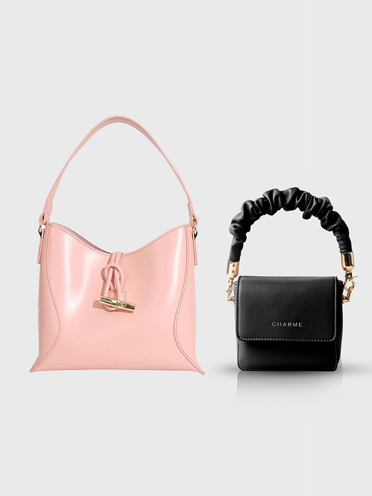 Mini Flirty Hand Bag (Pink) + Cuto Buzzo Mini Bag (Black)